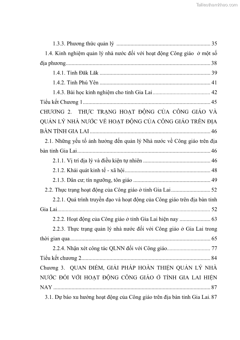 Luận văn thạc sĩ quản lý công Quản lý nhà nước đối với hoạt động của Công giáo trên địa bàn tỉnh Gia Lai - 1 Trang 6