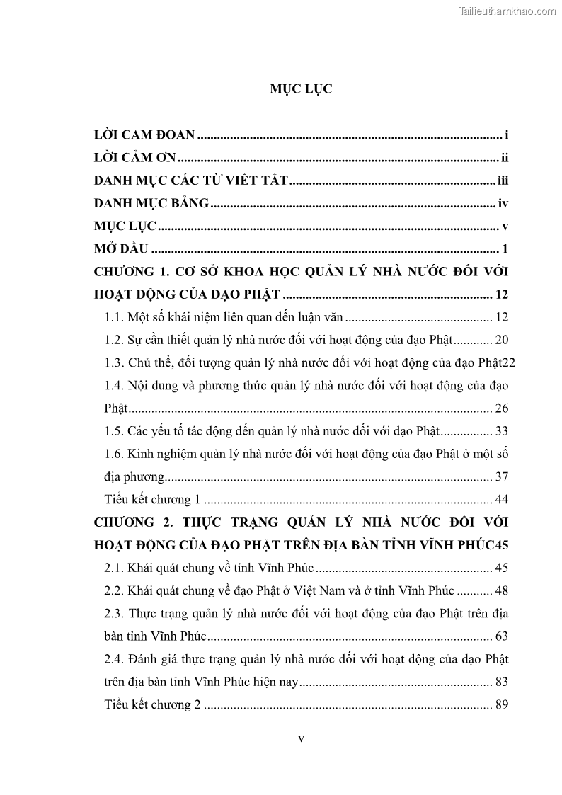 Luận văn thạc sĩ quản lý công Quản lý nhà nước đối với hoạt động của Đạo Phật trên địa bàn tỉnh Vĩnh Phúc - 1 Trang 7