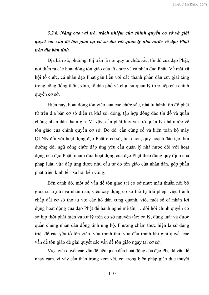 Luận văn thạc sĩ quản lý công Quản lý nhà nước đối với hoạt động của Đạo Phật trên địa bàn tỉnh Vĩnh Phúc - 10 Trang 118