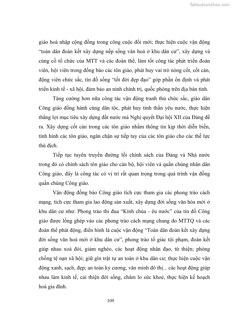 Luận văn thạc sĩ quản lý công Quản lý nhà nước đối với hoạt động của Công giáo trên địa bàn tỉnh Gia Lai - 10 Trang 118