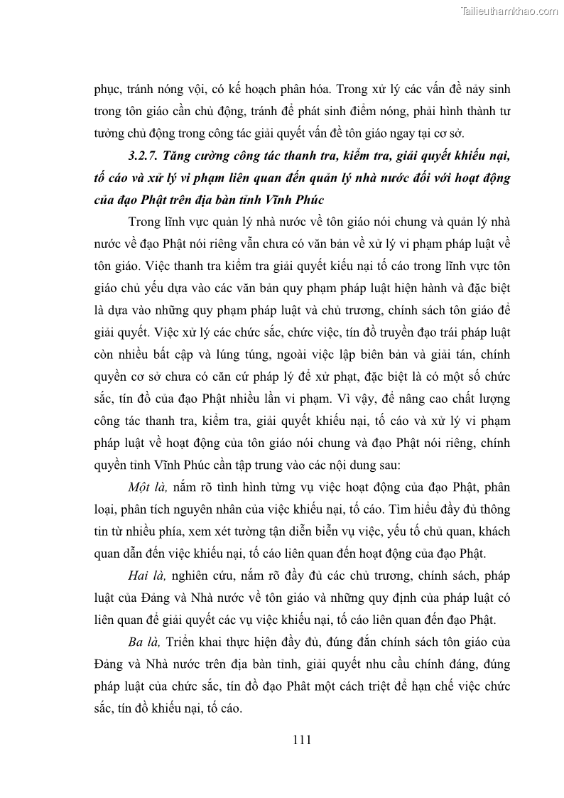 Luận văn thạc sĩ quản lý công Quản lý nhà nước đối với hoạt động của Đạo Phật trên địa bàn tỉnh Vĩnh Phúc - 10 Trang 119