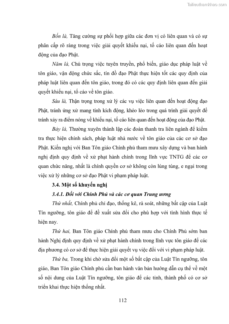 Luận văn thạc sĩ quản lý công Quản lý nhà nước đối với hoạt động của Đạo Phật trên địa bàn tỉnh Vĩnh Phúc - 10 Trang 120