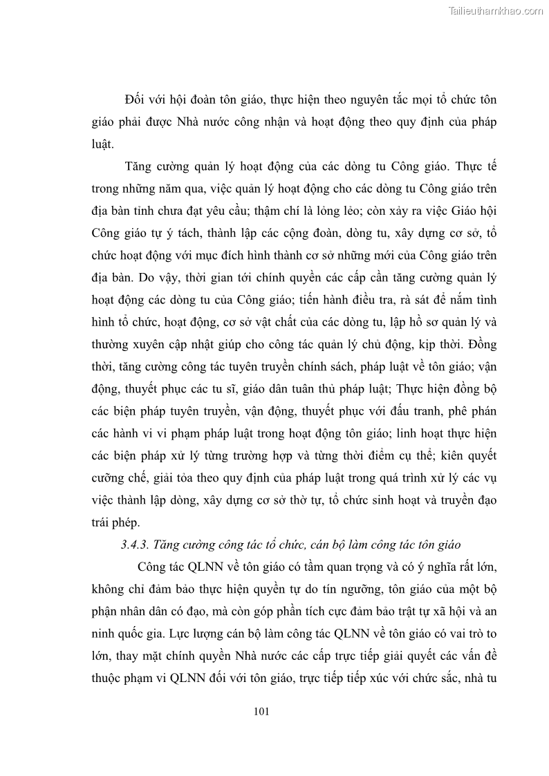 Luận văn thạc sĩ quản lý công Quản lý nhà nước đối với hoạt động của Công giáo trên địa bàn tỉnh Gia Lai - 10 Trang 110