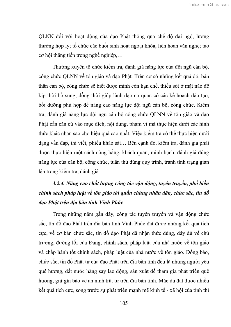 Luận văn thạc sĩ quản lý công Quản lý nhà nước đối với hoạt động của Đạo Phật trên địa bàn tỉnh Vĩnh Phúc - 10 Trang 113