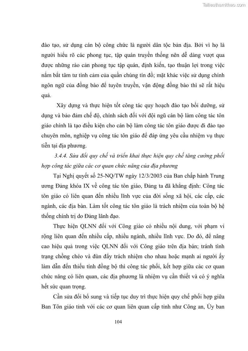 Luận văn thạc sĩ quản lý công Quản lý nhà nước đối với hoạt động của Công giáo trên địa bàn tỉnh Gia Lai - 10 Trang 113