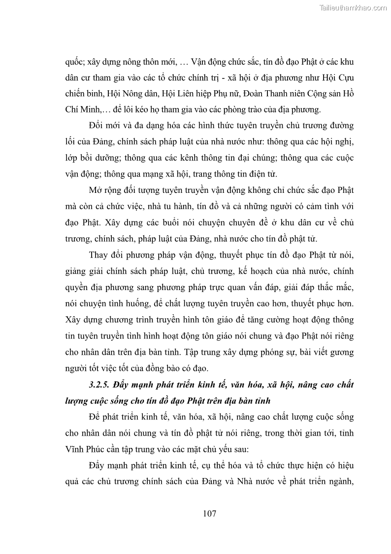 Luận văn thạc sĩ quản lý công Quản lý nhà nước đối với hoạt động của Đạo Phật trên địa bàn tỉnh Vĩnh Phúc - 10 Trang 115