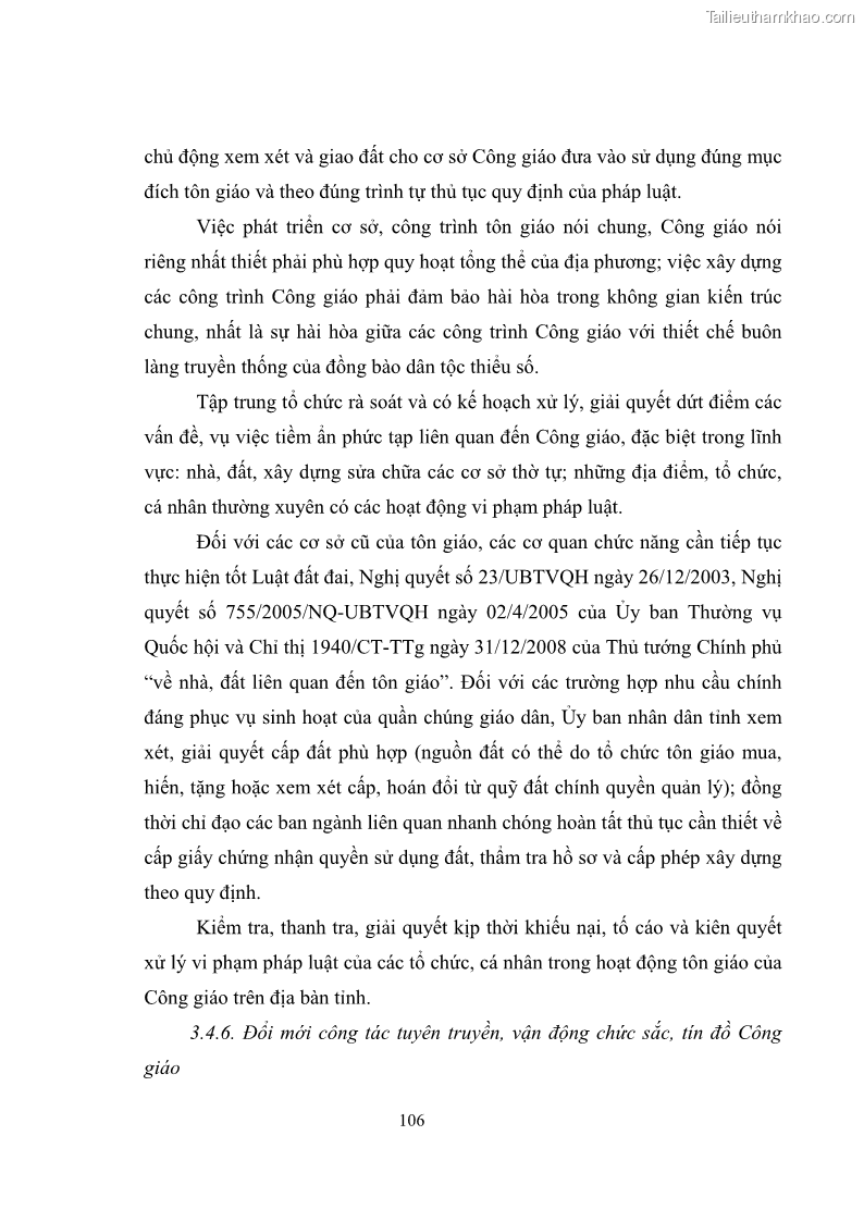 Luận văn thạc sĩ quản lý công Quản lý nhà nước đối với hoạt động của Công giáo trên địa bàn tỉnh Gia Lai - 10 Trang 115