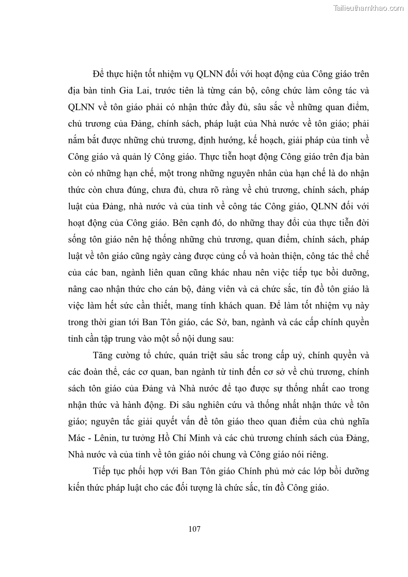 Luận văn thạc sĩ quản lý công Quản lý nhà nước đối với hoạt động của Công giáo trên địa bàn tỉnh Gia Lai - 10 Trang 116