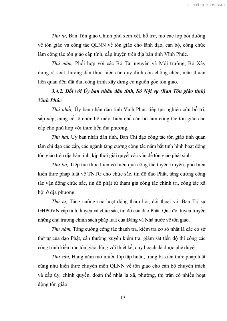 Luận văn thạc sĩ quản lý công Quản lý nhà nước đối với hoạt động của Đạo Phật trên địa bàn tỉnh Vĩnh Phúc - 11 Trang 121