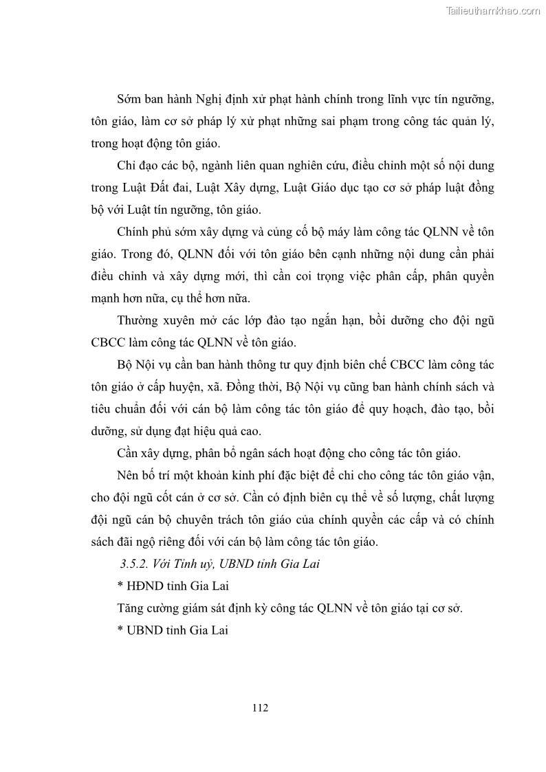 Luận văn thạc sĩ quản lý công Quản lý nhà nước đối với hoạt động của Công giáo trên địa bàn tỉnh Gia Lai - 11 Trang 121