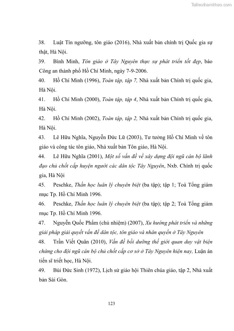 Luận văn thạc sĩ quản lý công Quản lý nhà nước đối với hoạt động của Công giáo trên địa bàn tỉnh Gia Lai - 11 Trang 132