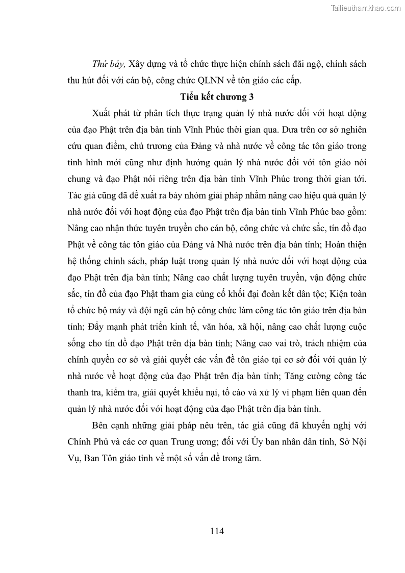 Luận văn thạc sĩ quản lý công Quản lý nhà nước đối với hoạt động của Đạo Phật trên địa bàn tỉnh Vĩnh Phúc - 11 Trang 122