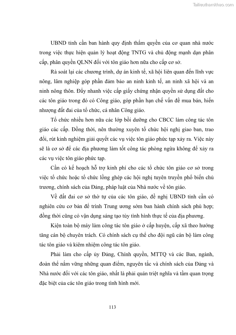 Luận văn thạc sĩ quản lý công Quản lý nhà nước đối với hoạt động của Công giáo trên địa bàn tỉnh Gia Lai - 11 Trang 122