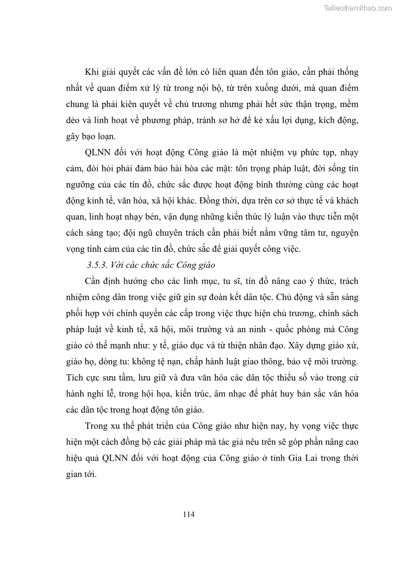 Luận văn thạc sĩ quản lý công Quản lý nhà nước đối với hoạt động của Công giáo trên địa bàn tỉnh Gia Lai - 11 Trang 123