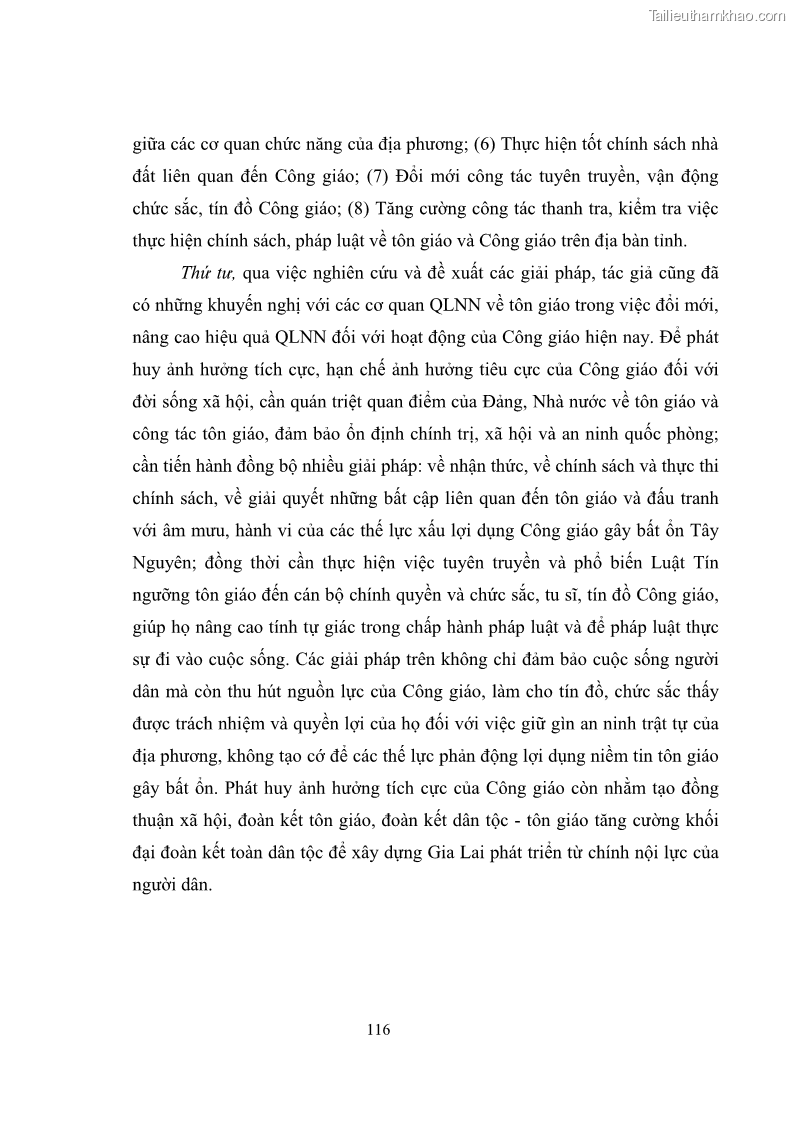 Luận văn thạc sĩ quản lý công Quản lý nhà nước đối với hoạt động của Công giáo trên địa bàn tỉnh Gia Lai - 11 Trang 125