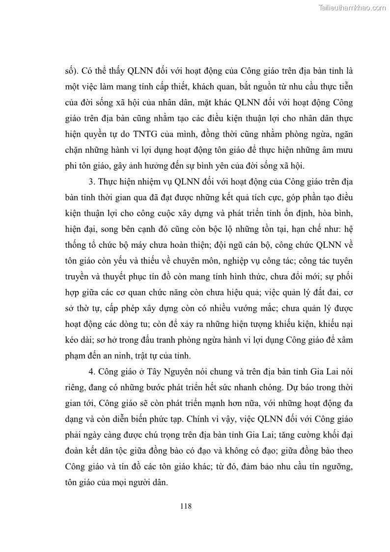 Luận văn thạc sĩ quản lý công Quản lý nhà nước đối với hoạt động của Công giáo trên địa bàn tỉnh Gia Lai - 11 Trang 127
