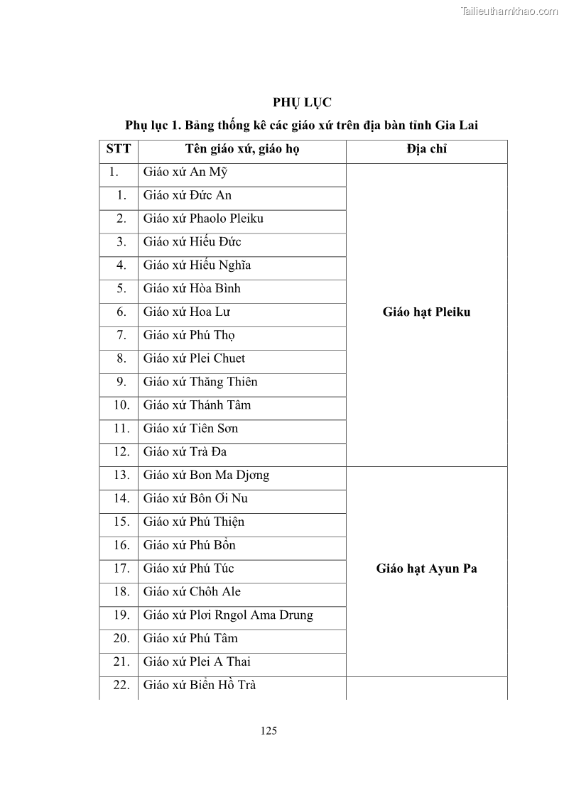 Luận văn thạc sĩ quản lý công Quản lý nhà nước đối với hoạt động của Công giáo trên địa bàn tỉnh Gia Lai - 12 Trang 134