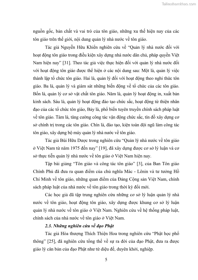 Luận văn thạc sĩ quản lý công Quản lý nhà nước đối với hoạt động của Đạo Phật trên địa bàn tỉnh Vĩnh Phúc - 2 Trang 13