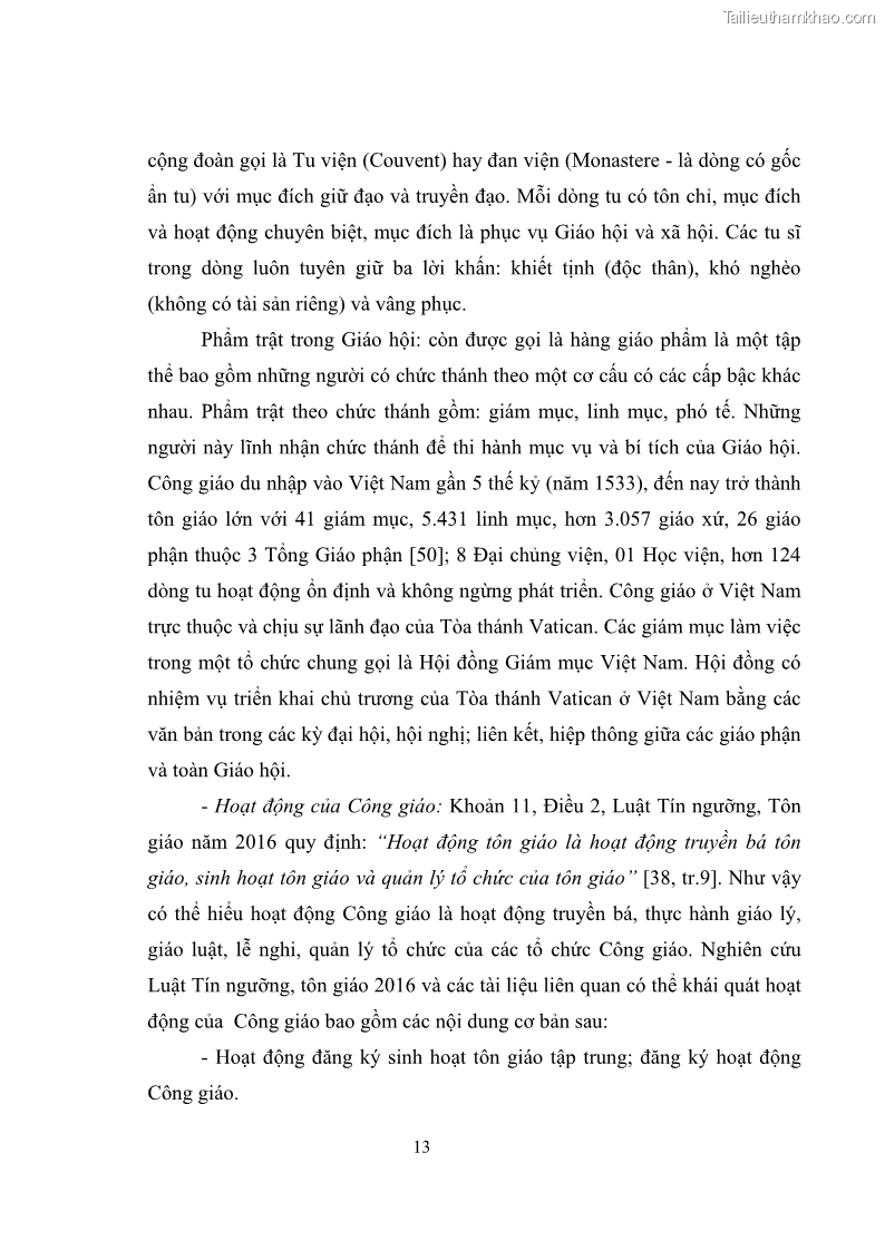 Luận văn thạc sĩ quản lý công Quản lý nhà nước đối với hoạt động của Công giáo trên địa bàn tỉnh Gia Lai - 2 Trang 22