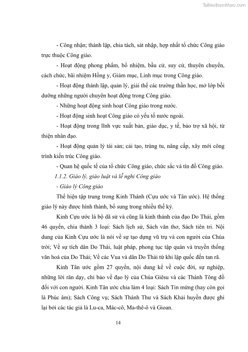 Luận văn thạc sĩ quản lý công Quản lý nhà nước đối với hoạt động của Công giáo trên địa bàn tỉnh Gia Lai - 2 Trang 23