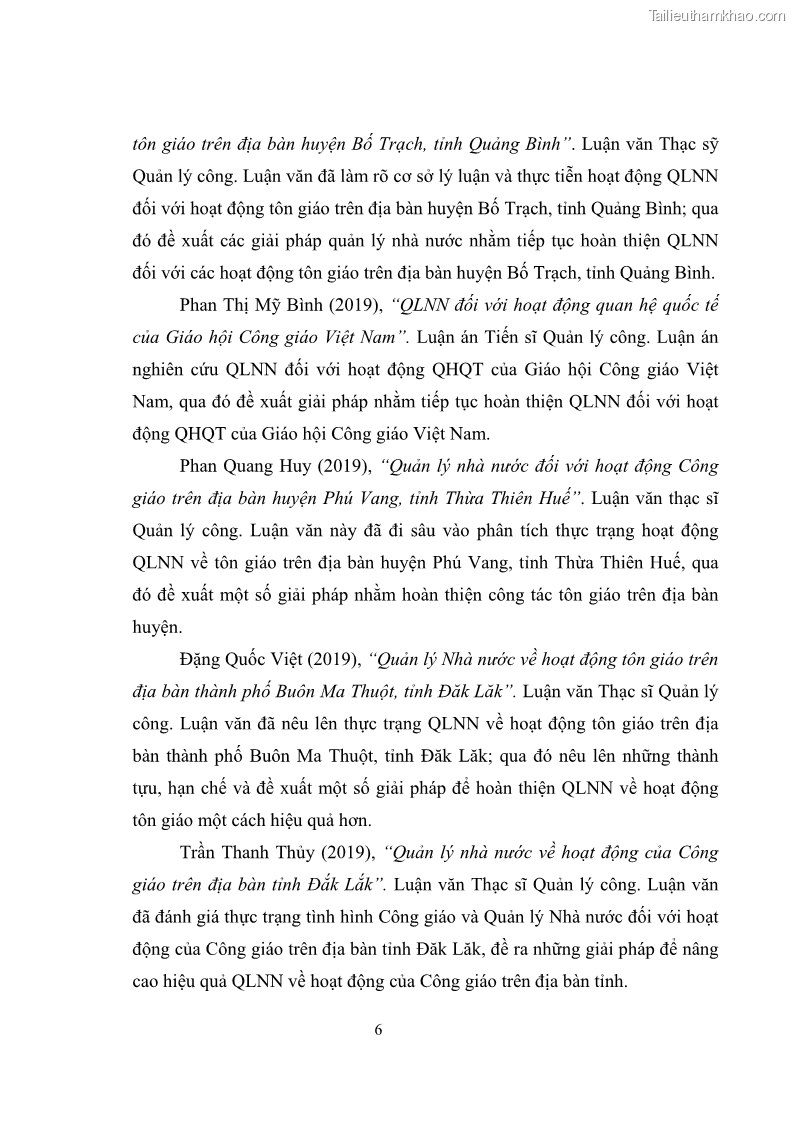 Luận văn thạc sĩ quản lý công Quản lý nhà nước đối với hoạt động của Công giáo trên địa bàn tỉnh Gia Lai - 2 Trang 15