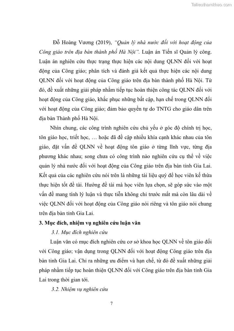 Luận văn thạc sĩ quản lý công Quản lý nhà nước đối với hoạt động của Công giáo trên địa bàn tỉnh Gia Lai - 2 Trang 16