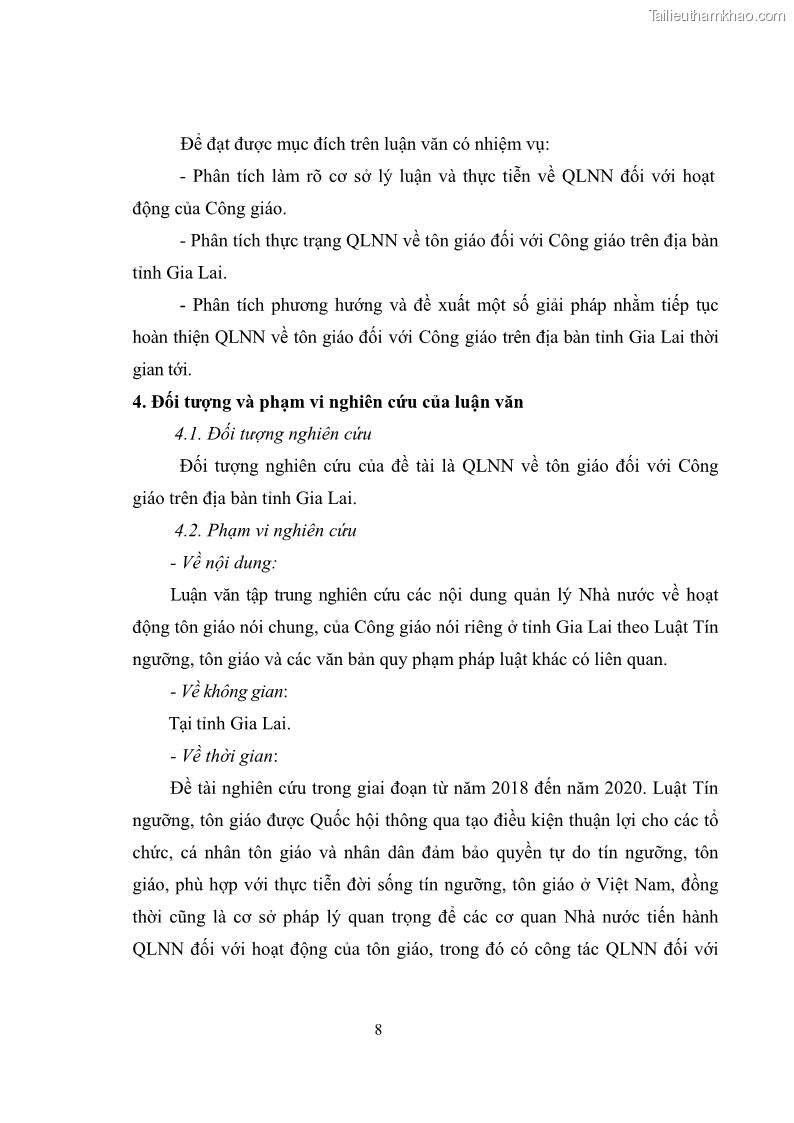 Luận văn thạc sĩ quản lý công Quản lý nhà nước đối với hoạt động của Công giáo trên địa bàn tỉnh Gia Lai - 2 Trang 17