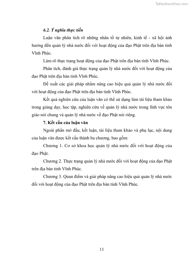 Luận văn thạc sĩ quản lý công Quản lý nhà nước đối với hoạt động của Đạo Phật trên địa bàn tỉnh Vĩnh Phúc - 2 Trang 19