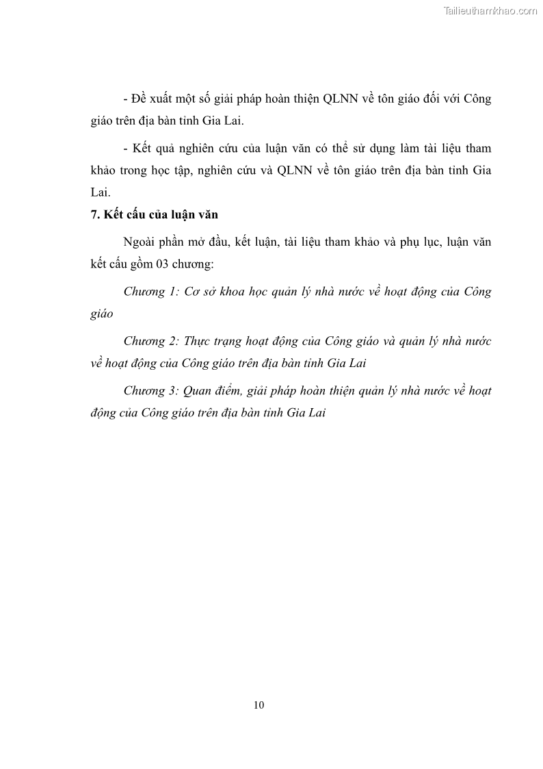 Luận văn thạc sĩ quản lý công Quản lý nhà nước đối với hoạt động của Công giáo trên địa bàn tỉnh Gia Lai - 2 Trang 19