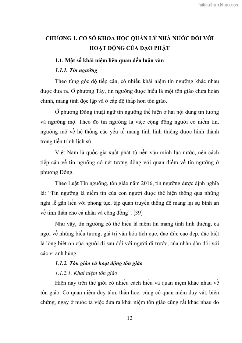 Luận văn thạc sĩ quản lý công Quản lý nhà nước đối với hoạt động của Đạo Phật trên địa bàn tỉnh Vĩnh Phúc - 2 Trang 20