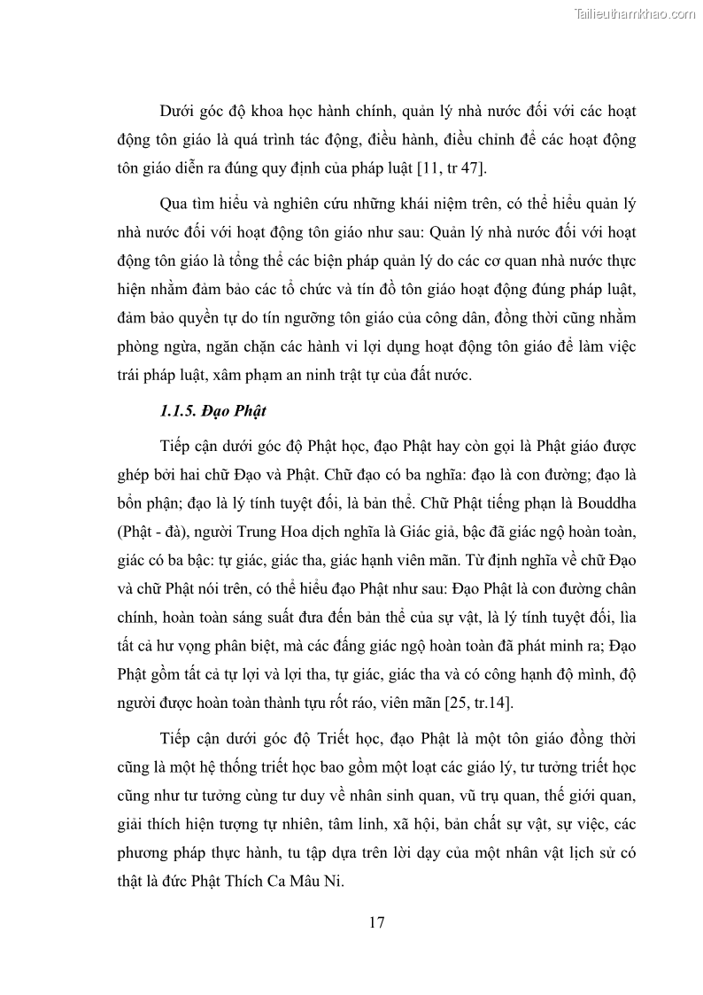 Luận văn thạc sĩ quản lý công Quản lý nhà nước đối với hoạt động của Đạo Phật trên địa bàn tỉnh Vĩnh Phúc - 3 Trang 25