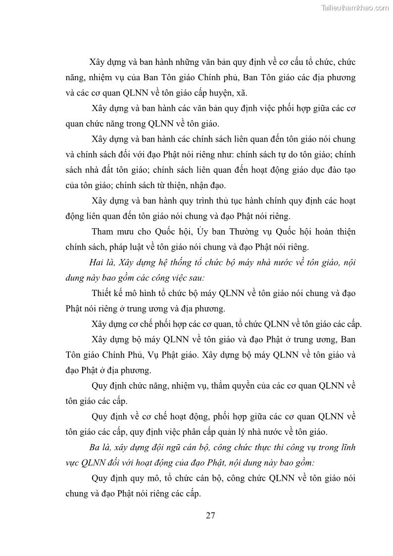 Luận văn thạc sĩ quản lý công Quản lý nhà nước đối với hoạt động của Đạo Phật trên địa bàn tỉnh Vĩnh Phúc - 3 Trang 35