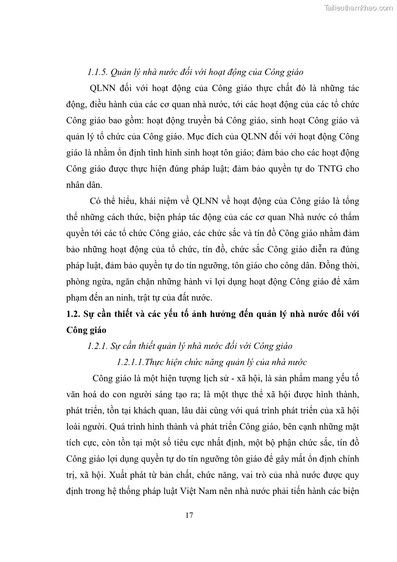 Luận văn thạc sĩ quản lý công Quản lý nhà nước đối với hoạt động của Công giáo trên địa bàn tỉnh Gia Lai - 3 Trang 26