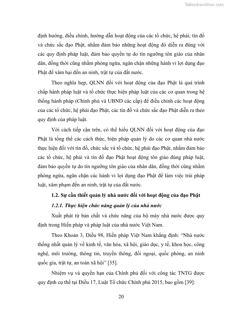 Luận văn thạc sĩ quản lý công Quản lý nhà nước đối với hoạt động của Đạo Phật trên địa bàn tỉnh Vĩnh Phúc - 3 Trang 28