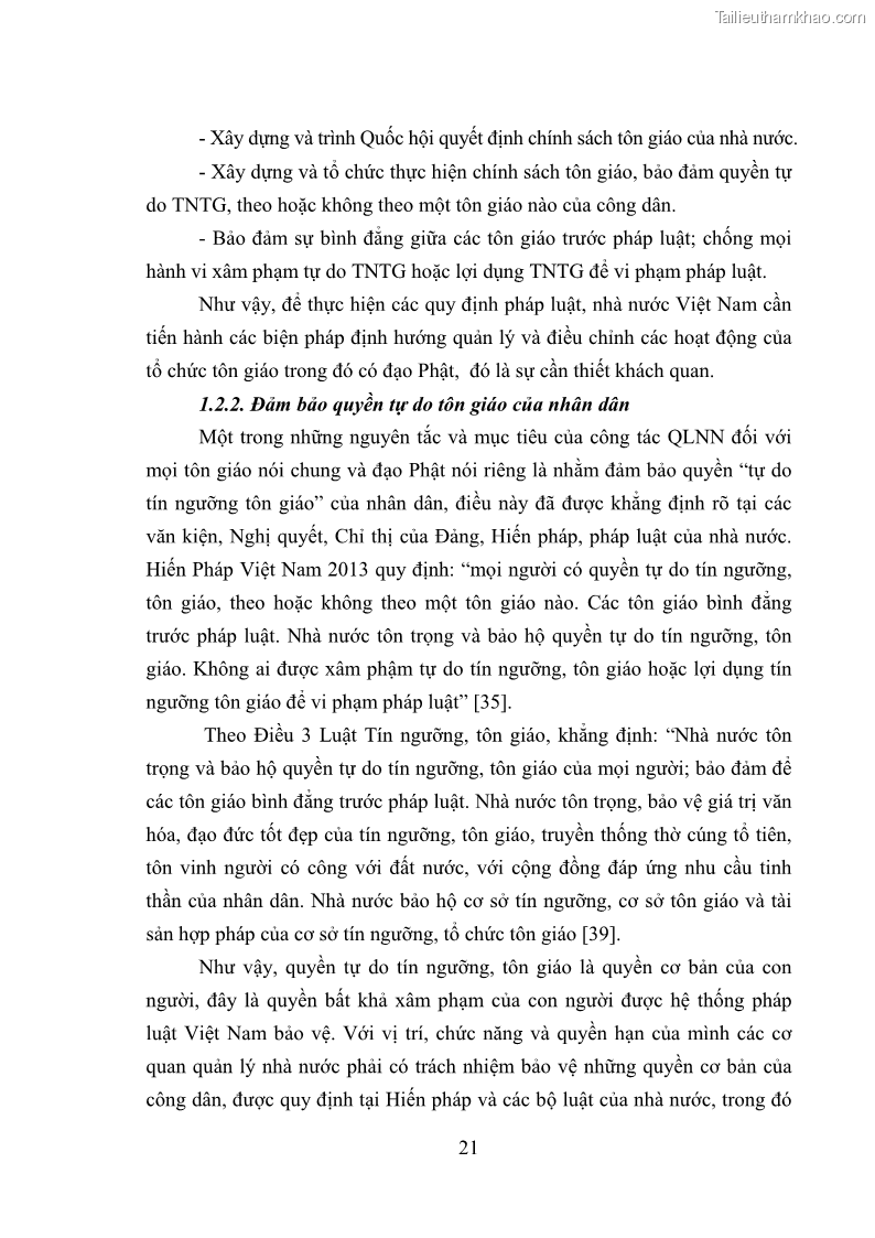 Luận văn thạc sĩ quản lý công Quản lý nhà nước đối với hoạt động của Đạo Phật trên địa bàn tỉnh Vĩnh Phúc - 3 Trang 29