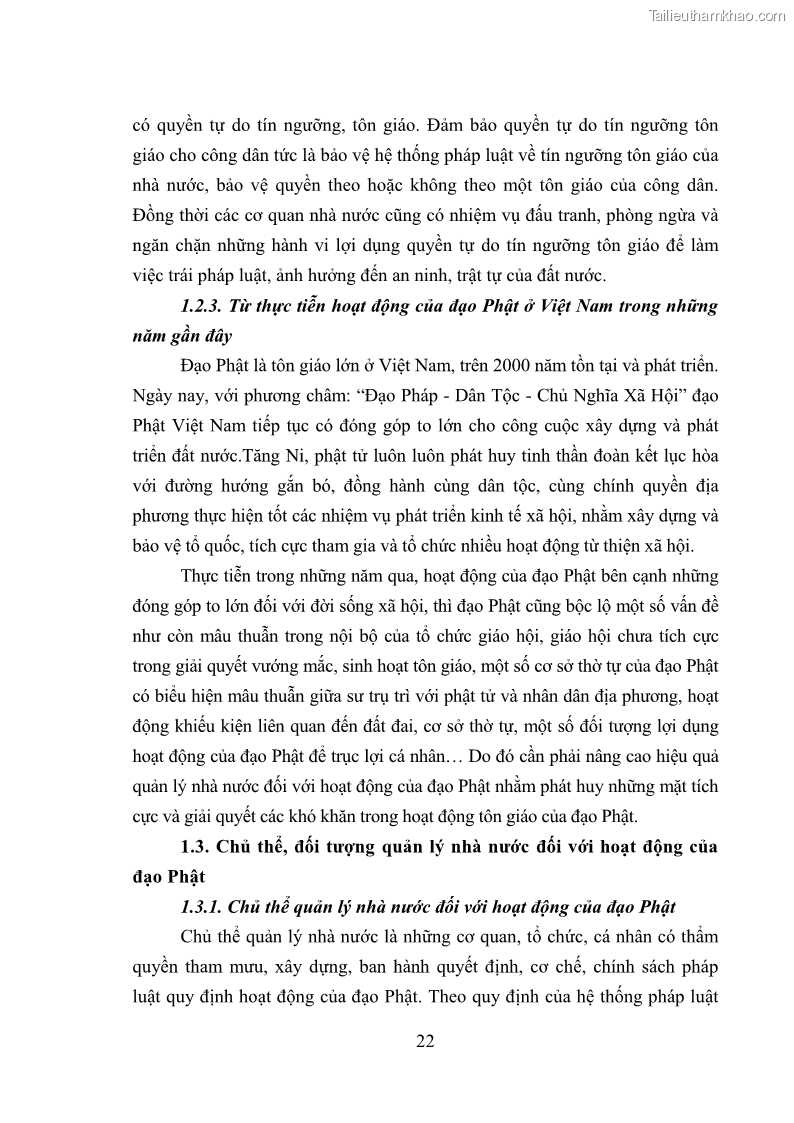 Luận văn thạc sĩ quản lý công Quản lý nhà nước đối với hoạt động của Đạo Phật trên địa bàn tỉnh Vĩnh Phúc - 3 Trang 30