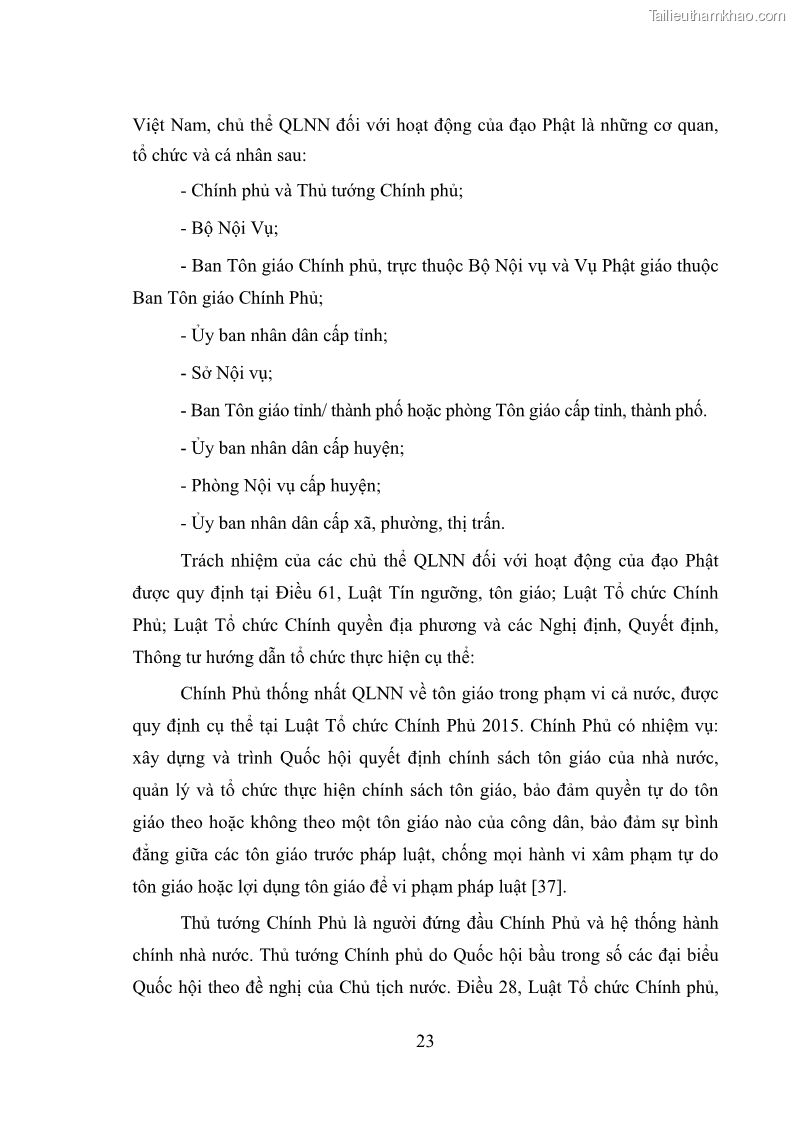 Luận văn thạc sĩ quản lý công Quản lý nhà nước đối với hoạt động của Đạo Phật trên địa bàn tỉnh Vĩnh Phúc - 3 Trang 31