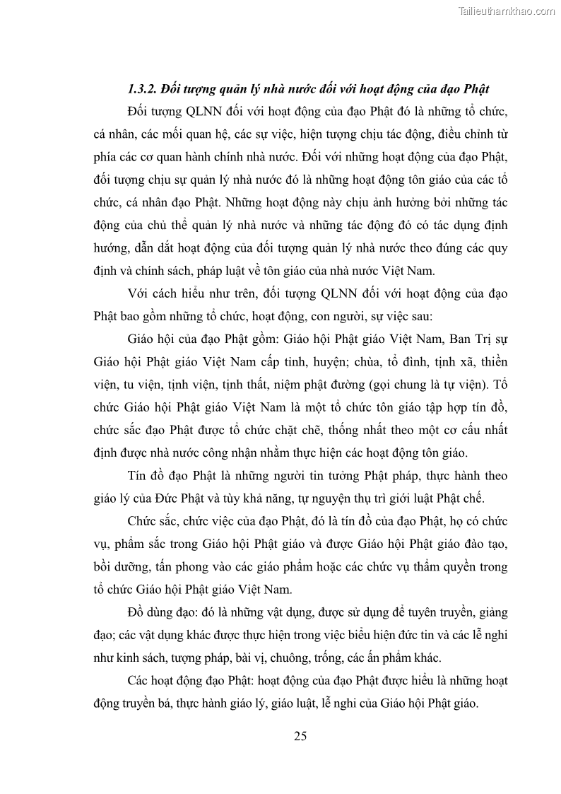 Luận văn thạc sĩ quản lý công Quản lý nhà nước đối với hoạt động của Đạo Phật trên địa bàn tỉnh Vĩnh Phúc - 3 Trang 33