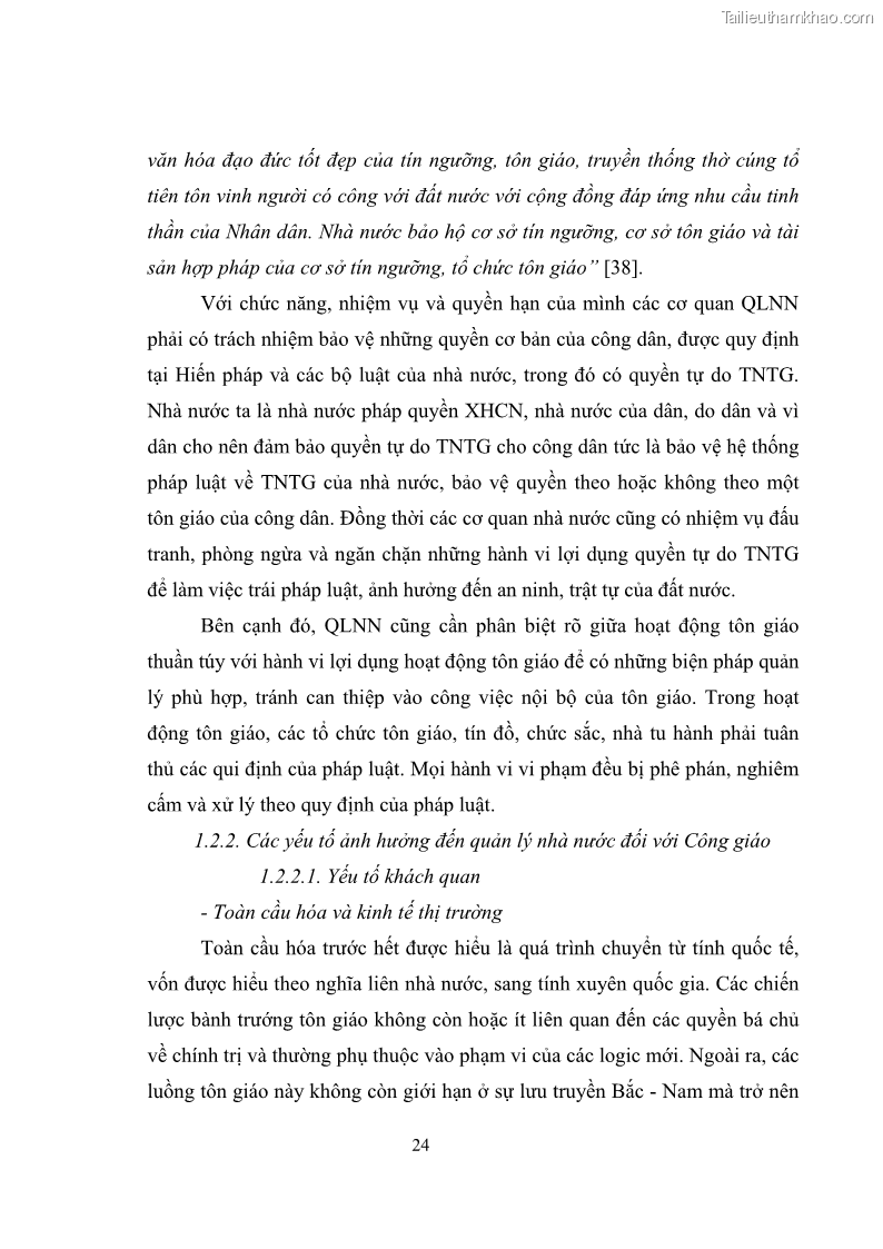Luận văn thạc sĩ quản lý công Quản lý nhà nước đối với hoạt động của Công giáo trên địa bàn tỉnh Gia Lai - 3 Trang 33