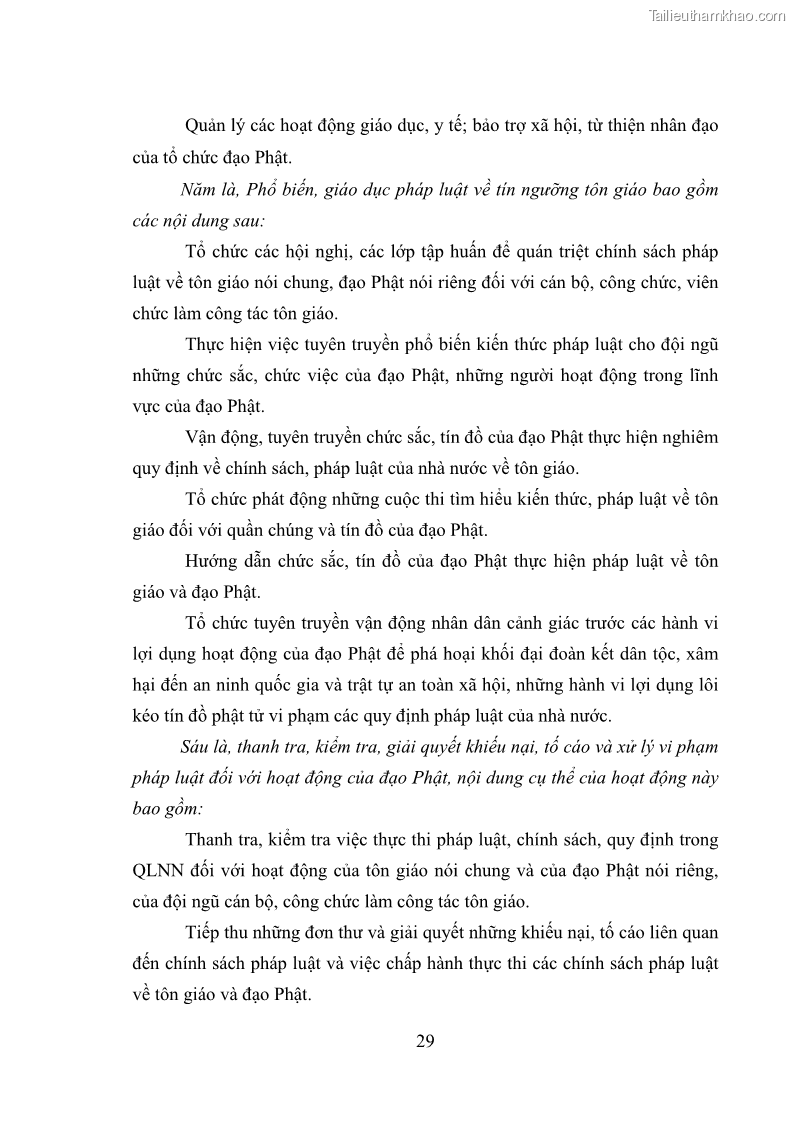 Luận văn thạc sĩ quản lý công Quản lý nhà nước đối với hoạt động của Đạo Phật trên địa bàn tỉnh Vĩnh Phúc - 4 Trang 37