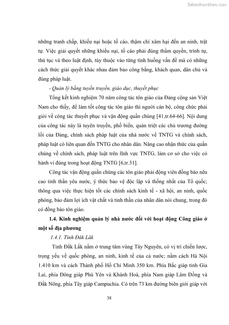 Luận văn thạc sĩ quản lý công Quản lý nhà nước đối với hoạt động của Công giáo trên địa bàn tỉnh Gia Lai - 4 Trang 47