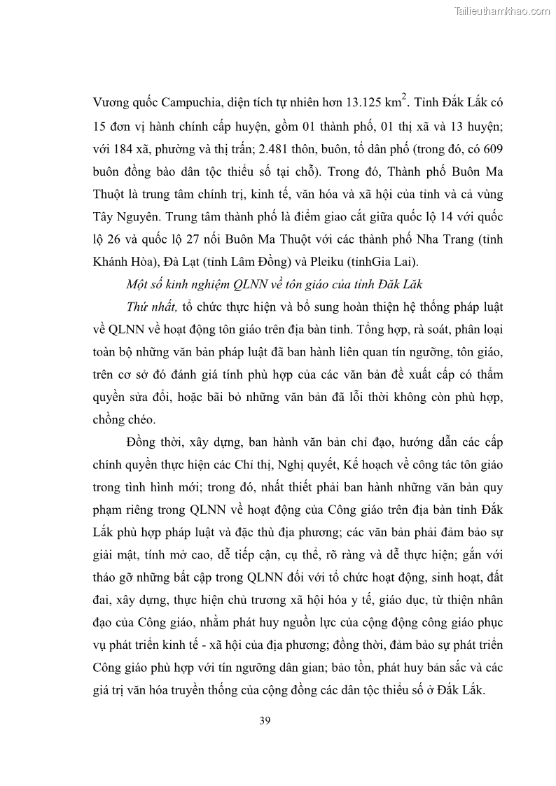 Luận văn thạc sĩ quản lý công Quản lý nhà nước đối với hoạt động của Công giáo trên địa bàn tỉnh Gia Lai - 4 Trang 48