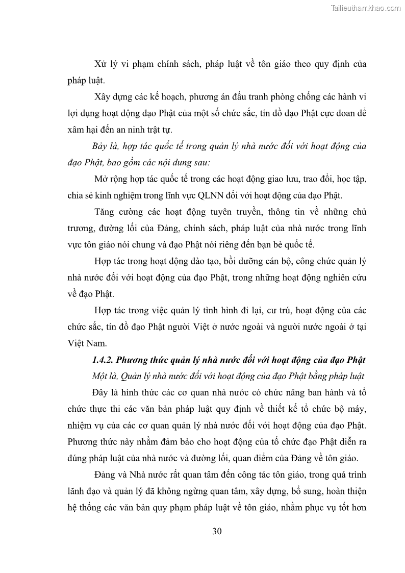 Luận văn thạc sĩ quản lý công Quản lý nhà nước đối với hoạt động của Đạo Phật trên địa bàn tỉnh Vĩnh Phúc - 4 Trang 38