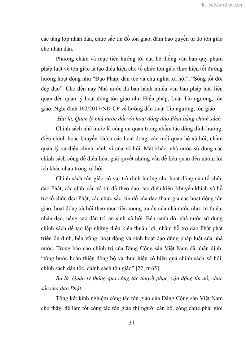 Luận văn thạc sĩ quản lý công Quản lý nhà nước đối với hoạt động của Đạo Phật trên địa bàn tỉnh Vĩnh Phúc - 4 Trang 39