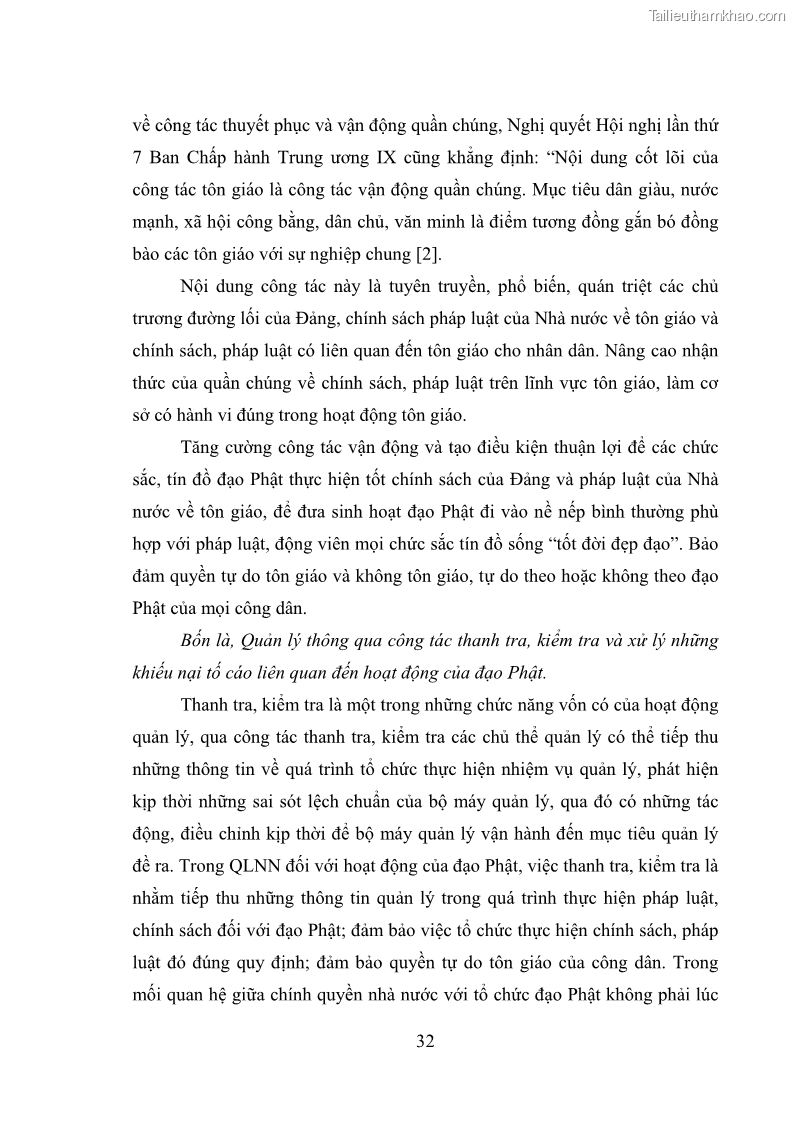 Luận văn thạc sĩ quản lý công Quản lý nhà nước đối với hoạt động của Đạo Phật trên địa bàn tỉnh Vĩnh Phúc - 4 Trang 40
