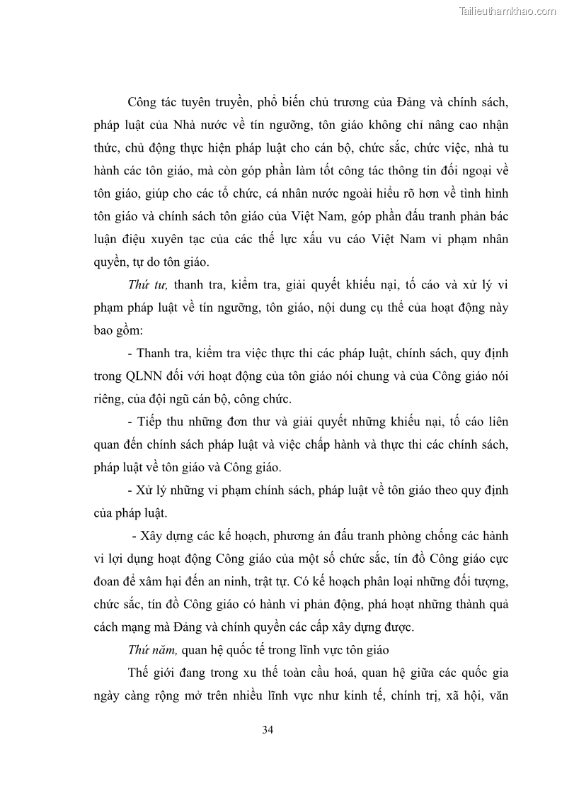 Luận văn thạc sĩ quản lý công Quản lý nhà nước đối với hoạt động của Công giáo trên địa bàn tỉnh Gia Lai - 4 Trang 43