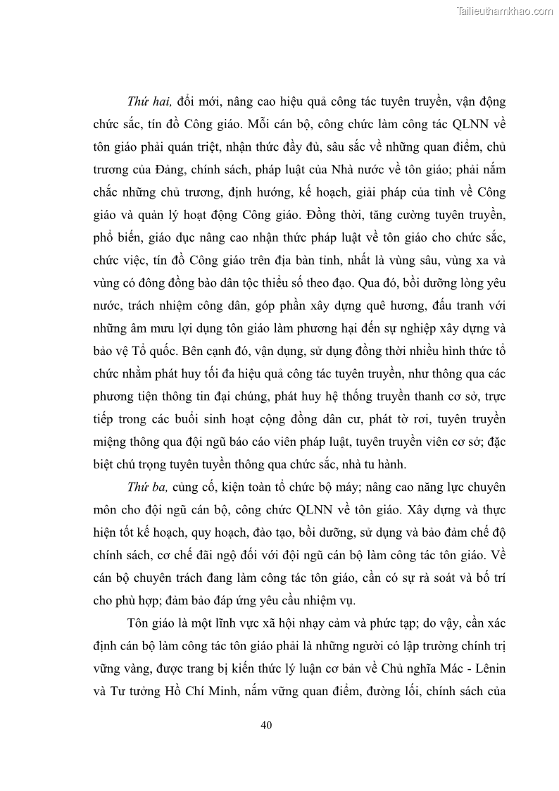 Luận văn thạc sĩ quản lý công Quản lý nhà nước đối với hoạt động của Công giáo trên địa bàn tỉnh Gia Lai - 5 Trang 49