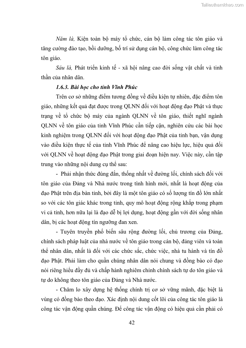 Luận văn thạc sĩ quản lý công Quản lý nhà nước đối với hoạt động của Đạo Phật trên địa bàn tỉnh Vĩnh Phúc - 5 Trang 50