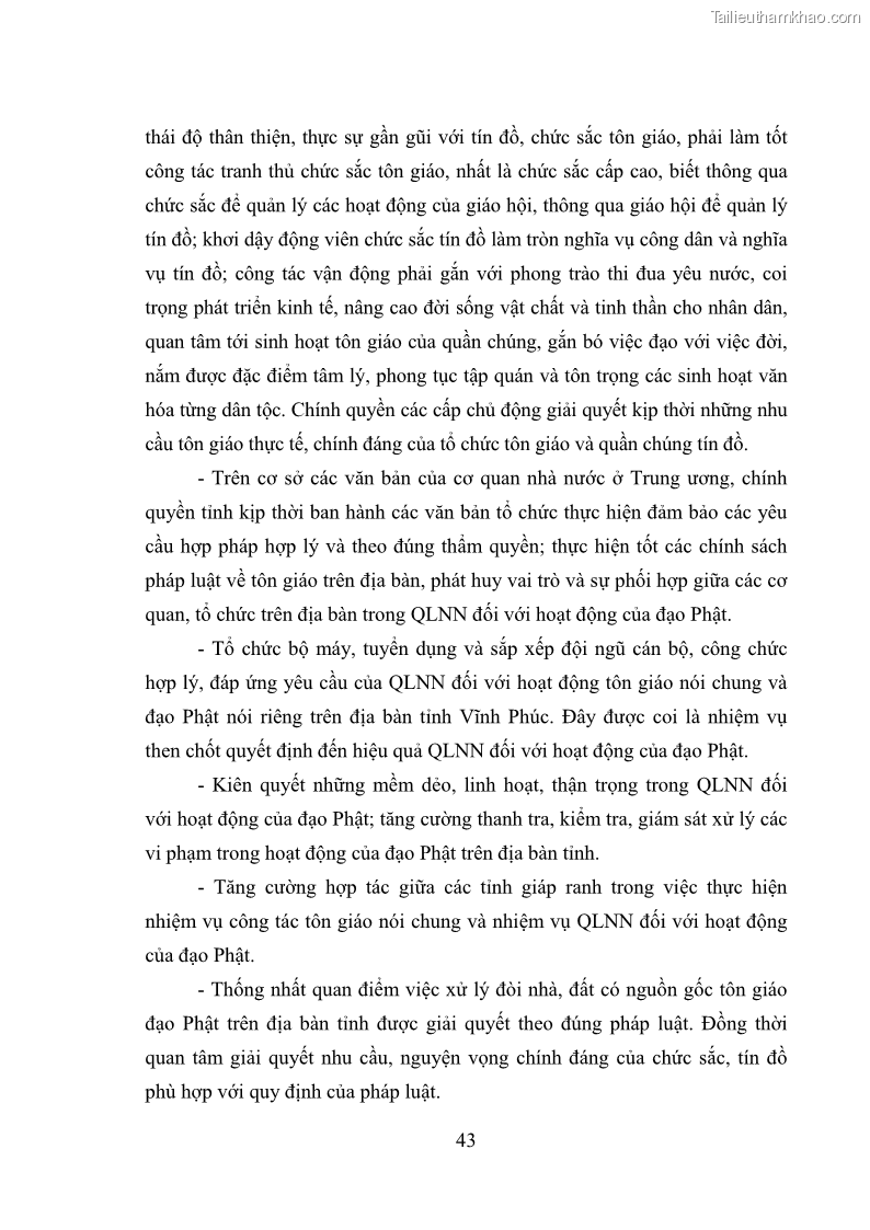 Luận văn thạc sĩ quản lý công Quản lý nhà nước đối với hoạt động của Đạo Phật trên địa bàn tỉnh Vĩnh Phúc - 5 Trang 51