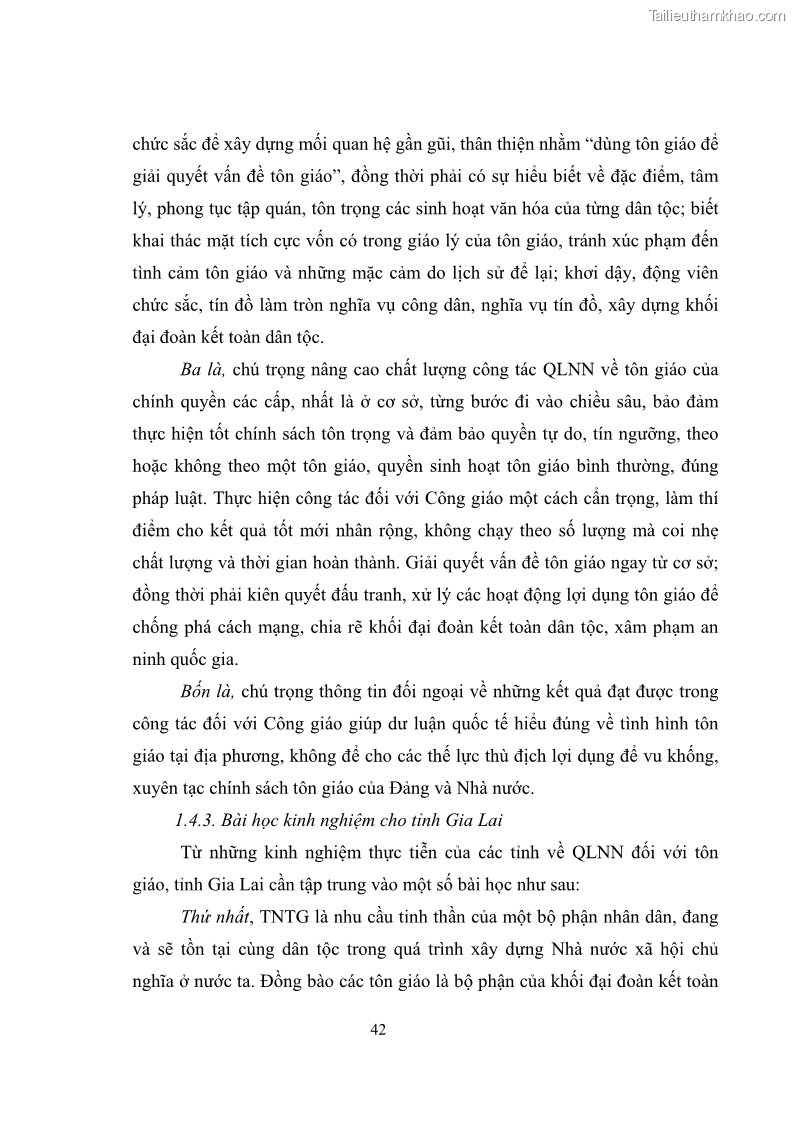 Luận văn thạc sĩ quản lý công Quản lý nhà nước đối với hoạt động của Công giáo trên địa bàn tỉnh Gia Lai - 5 Trang 51
